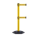 Montour Line Stanchion Dual Belt Barr. Rubber Base Yellow Post 7.5ftYellow Belt MSR630D-YW-YW-75